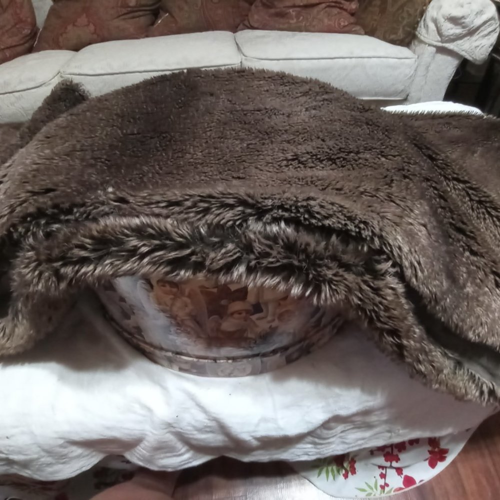Soft Brown Faux Fur in Vintage face hat box